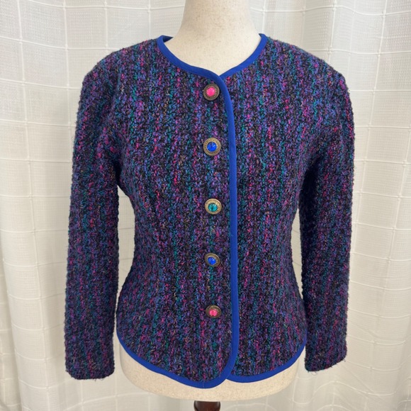 Jackets & Blazers - The Magnolia Shoppe Vintage Multicolor Knit Jacket with Rainbow Jewel Buttons